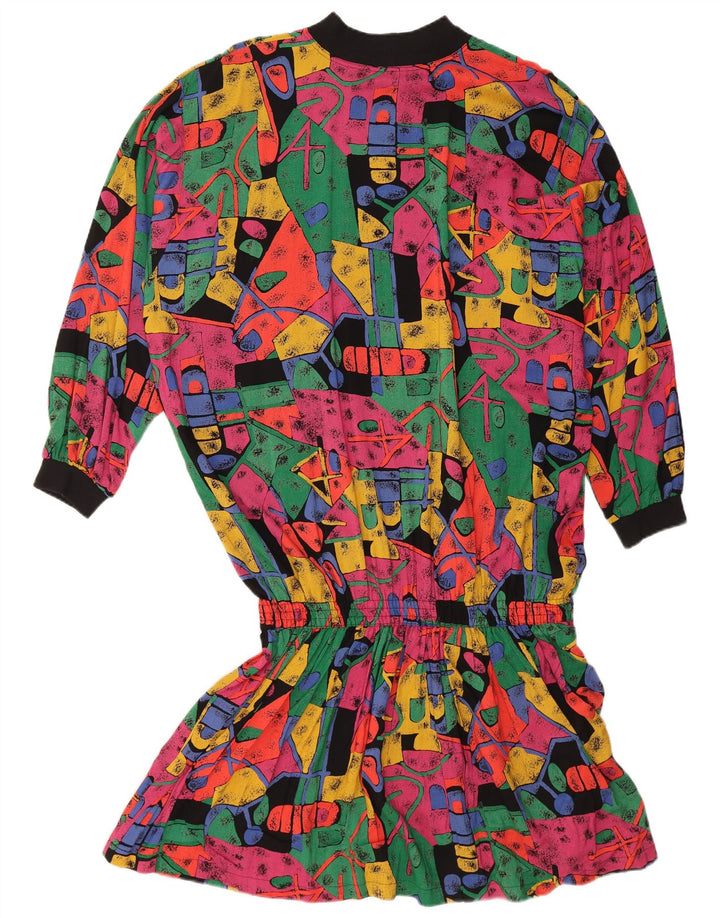 vintage Femmes Drop Taille Robe EU 38 Moyen Multicolore Géométrique