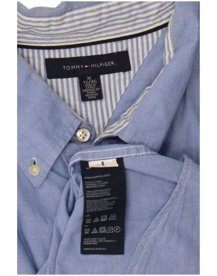 TOMMY HILFIGER Chemise à manches courtes homme XL Bleu Coton