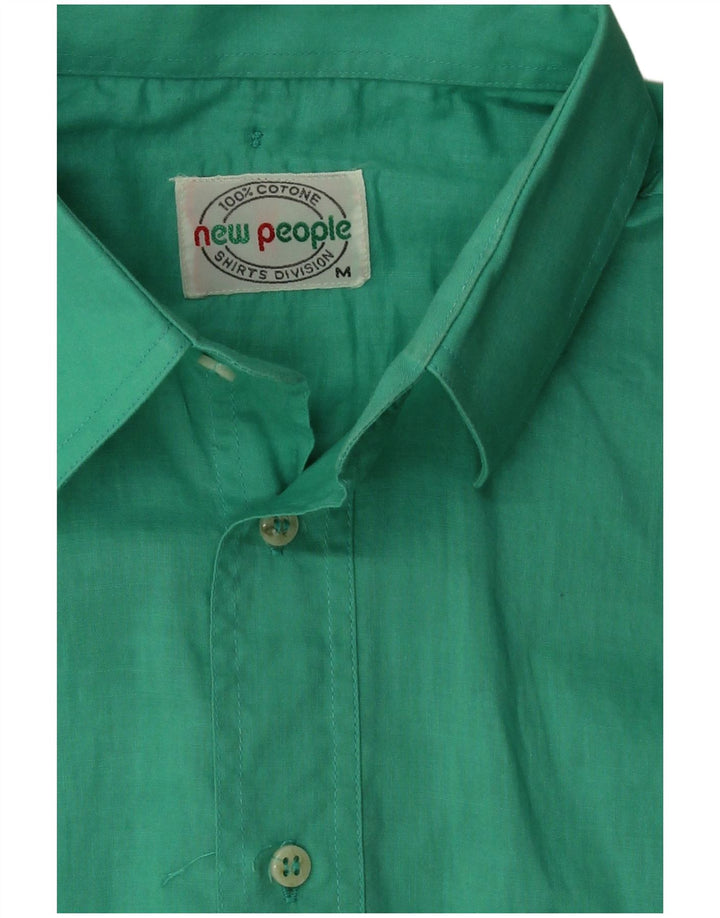 vintage Chemise à manches courtes pour hommes Coton vert moyen