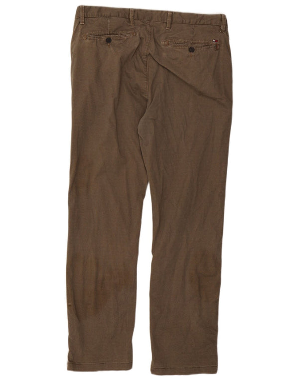 TOMMY HILFIGER Pantalon Chino Droit Homme W34 L29 Marron Coton Taché