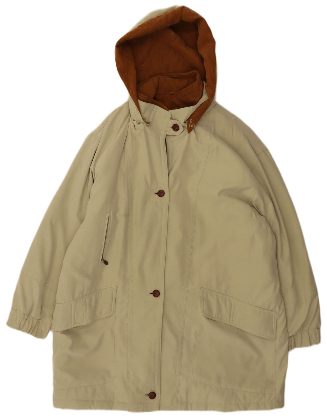 Ensign Manteau coupe-vent à capuche pour femme US 16 2XL Beige Polyester