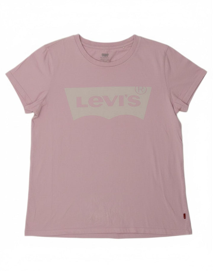 LEVI'S Womens Graphic T-Shirt Top UK 12 Medium Pink Cotton
