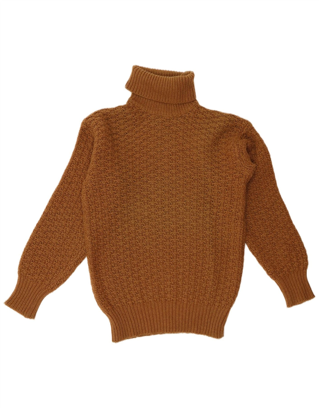 BENETTON Pull col roulé pour femme UK 12 Laine marron moyen