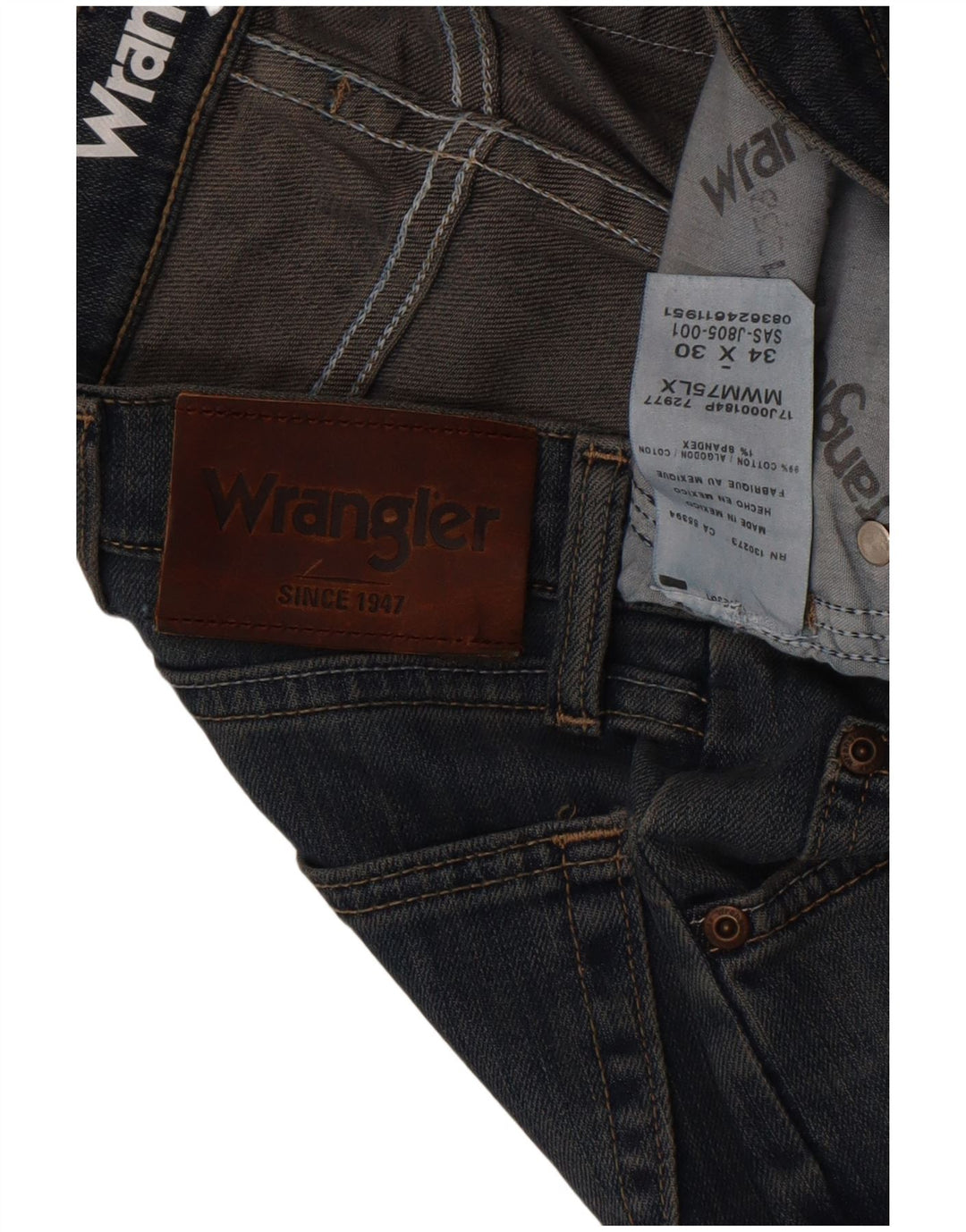 Wrangler Jean Slim Droit Homme W34 L30 Bleu Coton