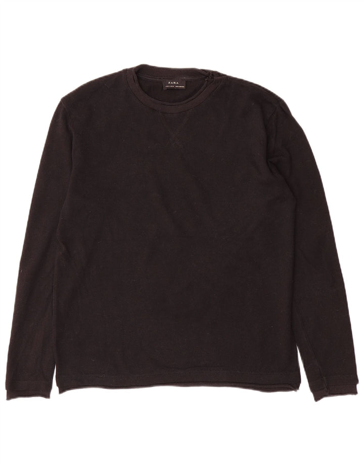 Zara Pull à col rond pour homme Noir moyen