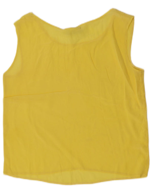 vintage Womens Crop Sans Manches Blouse Top IT 42 Acétate Jaune Moyen