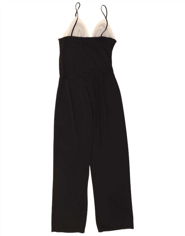 vintage Femme Combinaison UK 10 Petit Noir Colourblock Polyester