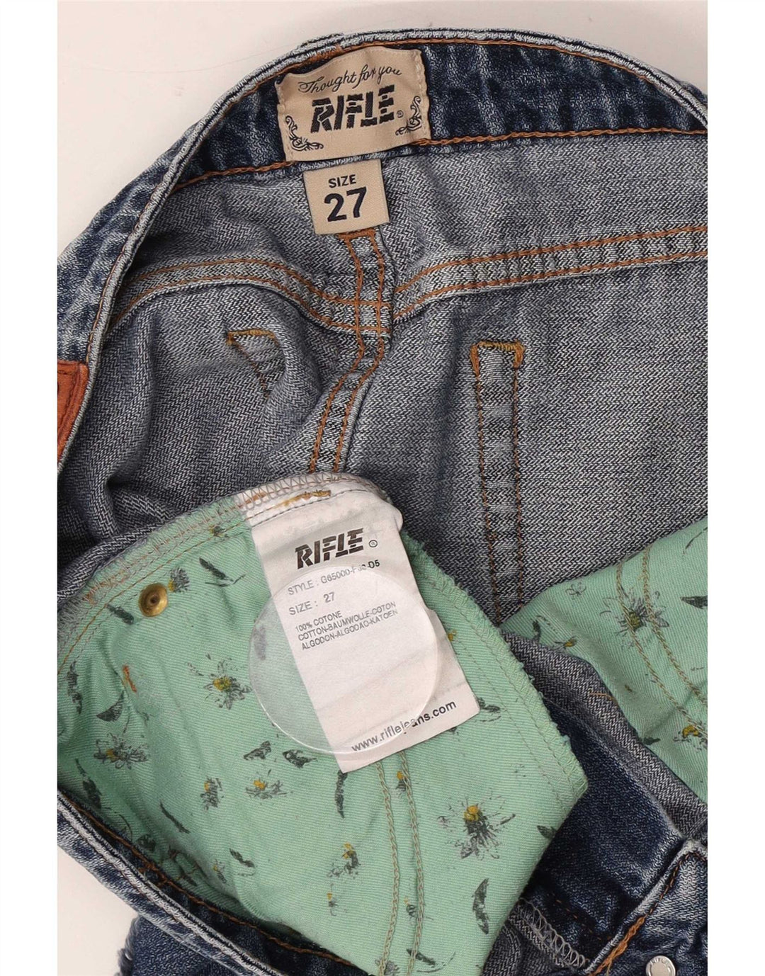 Rifle Femme Mini Jupe En Jean W27 Petit Bleu Coton