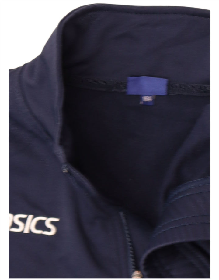 Asics Haut de Survêtement Zip Neck Pullover Garçon 13-14 ans Bleu Marine Polyester