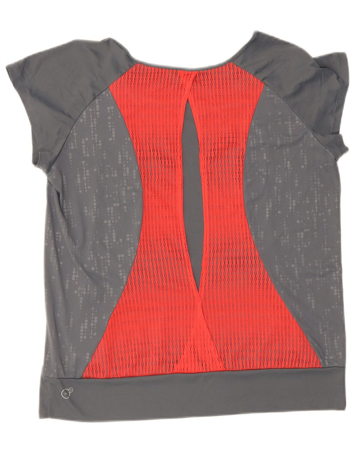 Puma T-Shirt Femme Top UK 16 Large Gris Pois Polyester