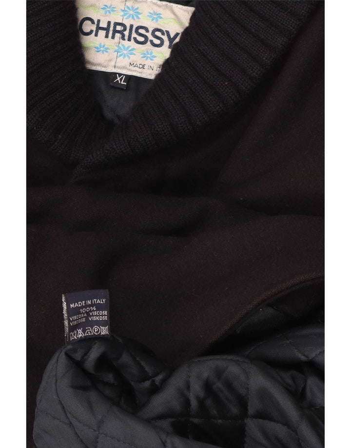 vintage Mens Overcoat UK 42 XL Noir Viscose