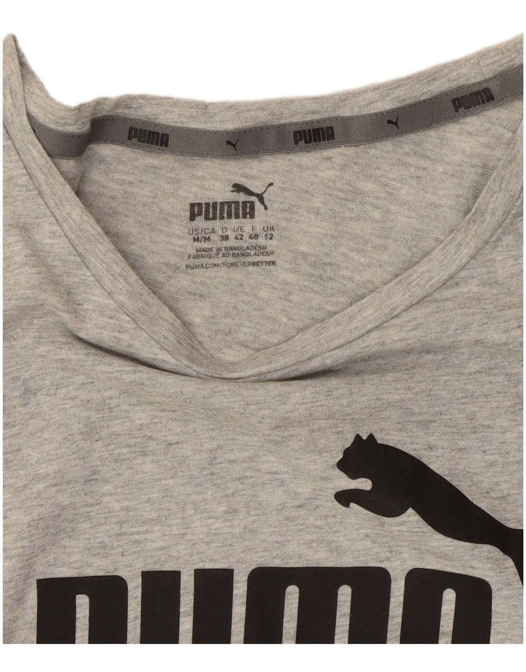 PUMA T-shirt graphique pour femme UK 12 Gris moyen moucheté
