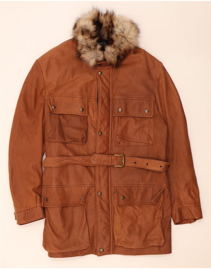 Manteau en cuir homme vintage IT 56 3XL Cuir marron