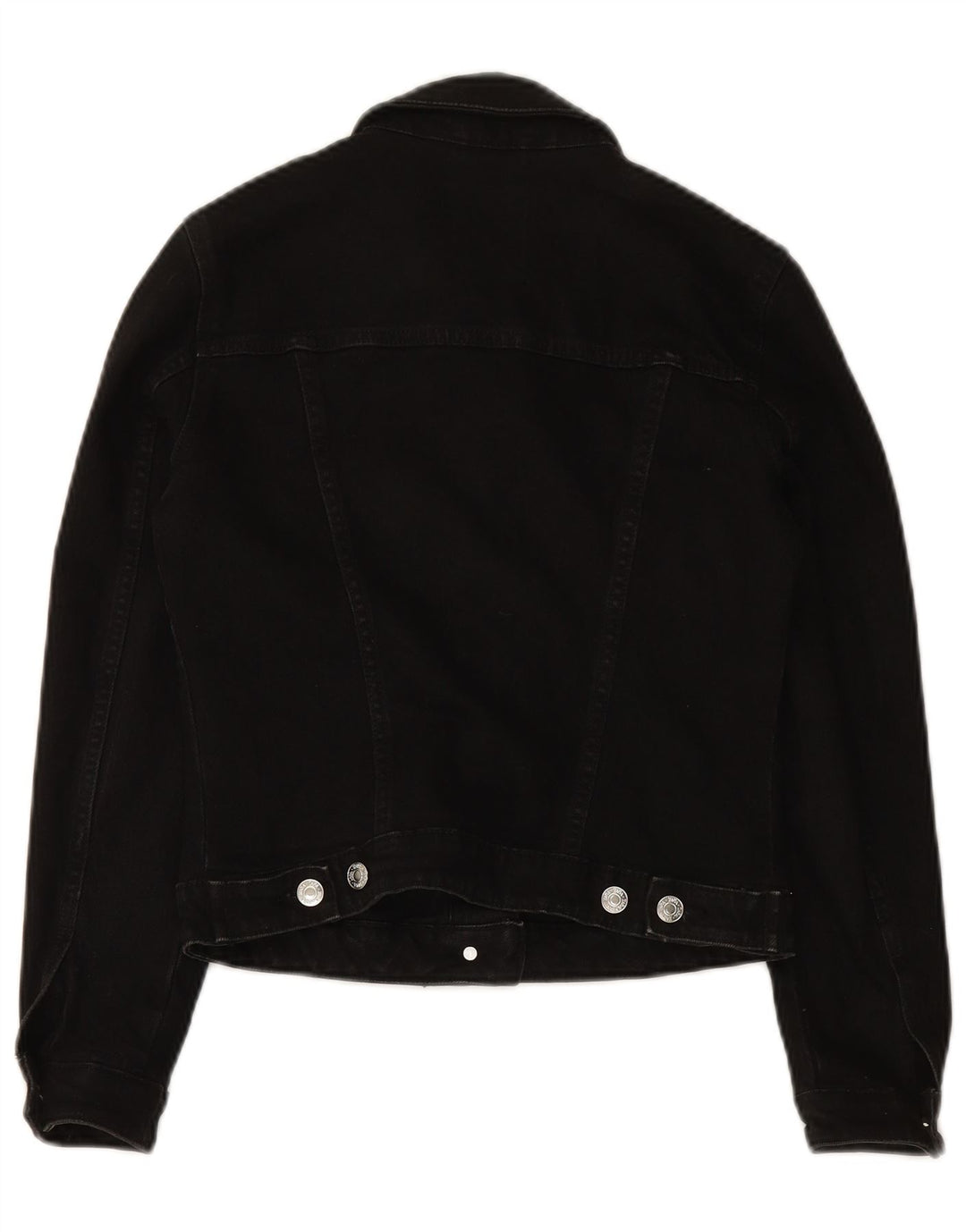 ZARA Veste en jean courte pour femme UK 10 Petit coton noir