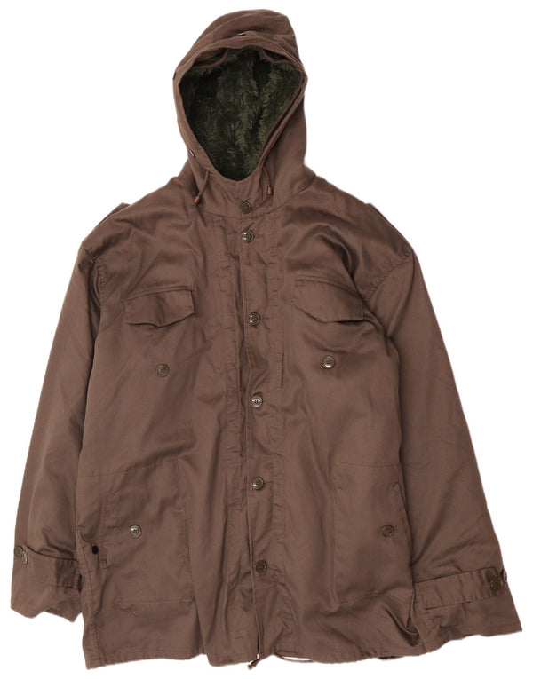 vintage Mens Militaire À Capuchon Sherpa Parka Veste IT 62 3XL Kaki