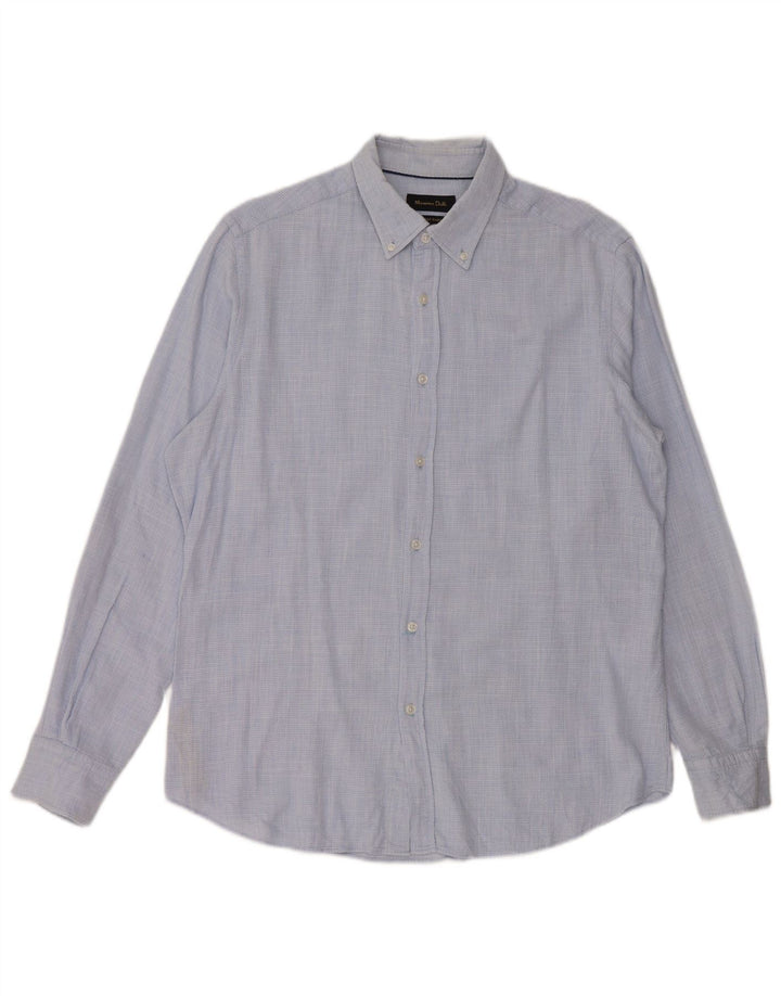 Massimo Dutti Chemise Homme Large Bleu Coton