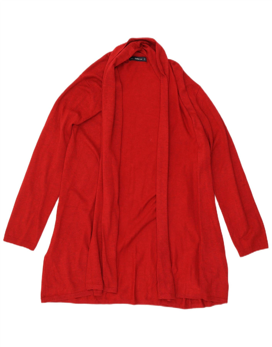 Zara Cardigan ouvert long pour femme UK 12 Viscose rouge moyen