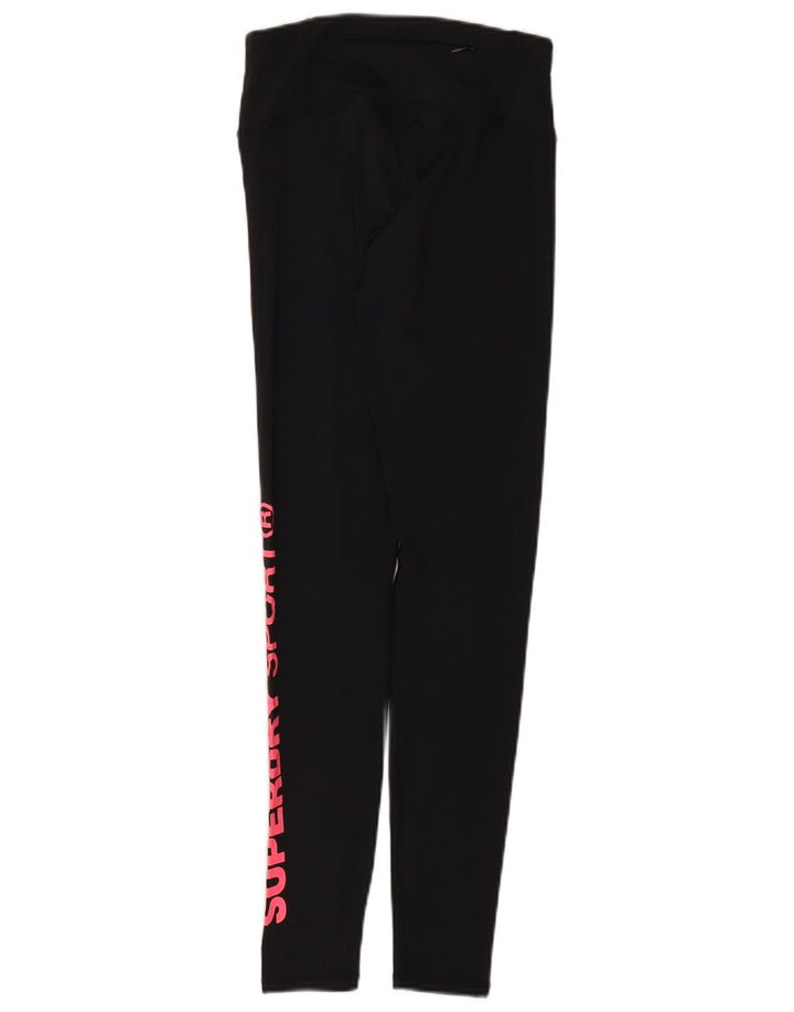 Superdry Femme Leggings Graphiques UK 8 Petit Noir Polyester