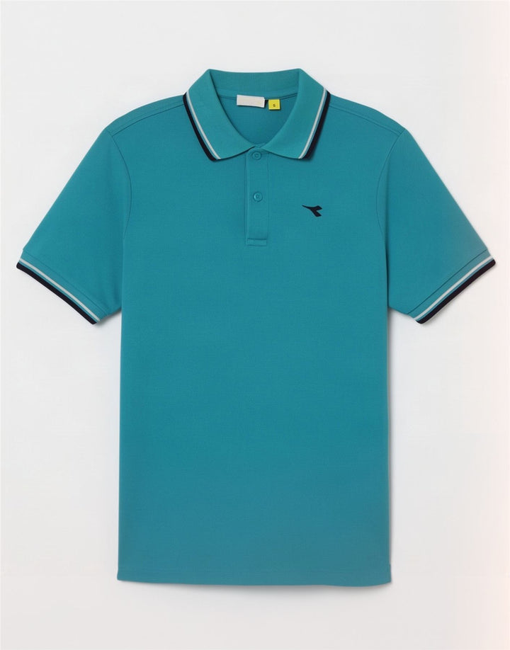 Diadora Polo Homme Petit Rayé Turquoise