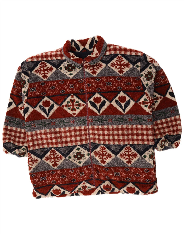 vintage Mens Fleece Jacket UK 44 2XL Multicolore Géométrique