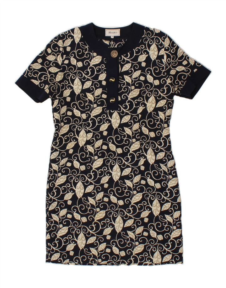 VINTAGE Womens Sheath Dress IT 46 Large Black Floral Polyester Vintage Vintage and Second-Hand Vintage from Messina Hembry 