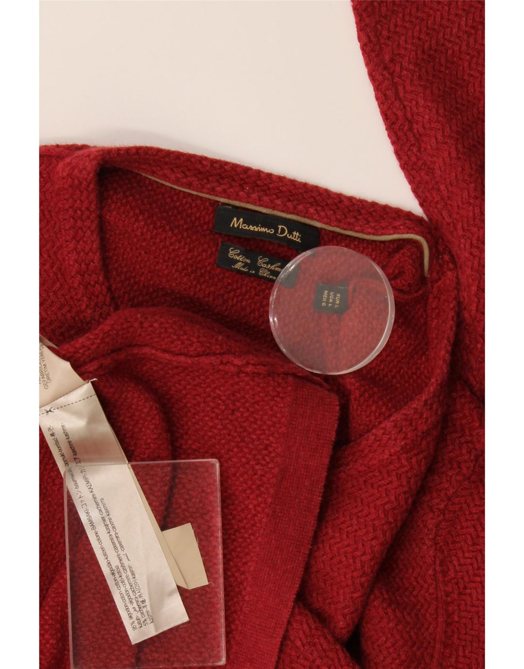 Massimo Dutti Pull à col rond pour homme en coton rouge Large