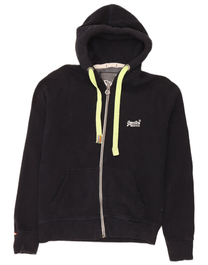 Superdry Pull à capuche zippé en coton bleu marine moyen