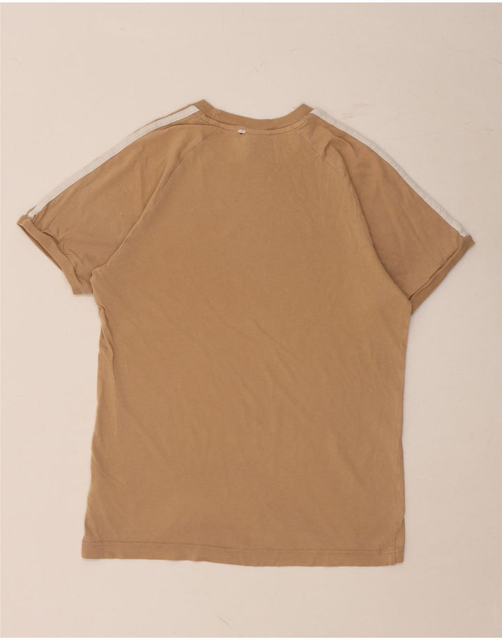 ADIDAS T-Shirt Femme UK 12 Coton Beige Moyen