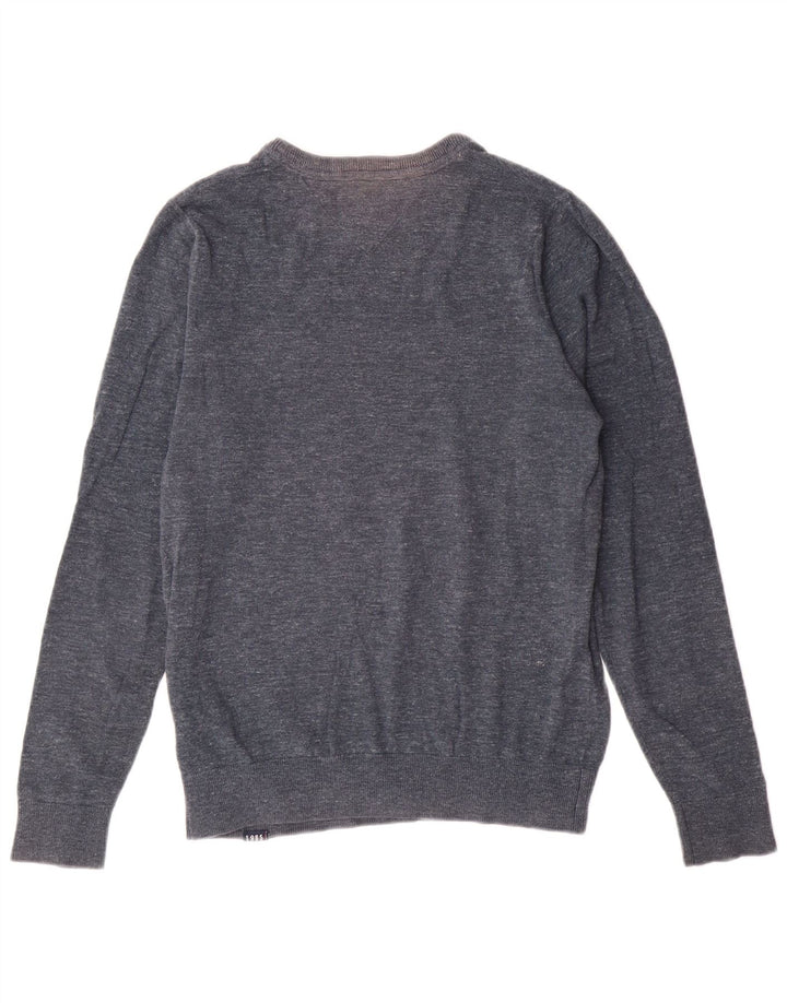 Tommy Hilfiger Pull à col rond pour homme Petit coton bleu marine