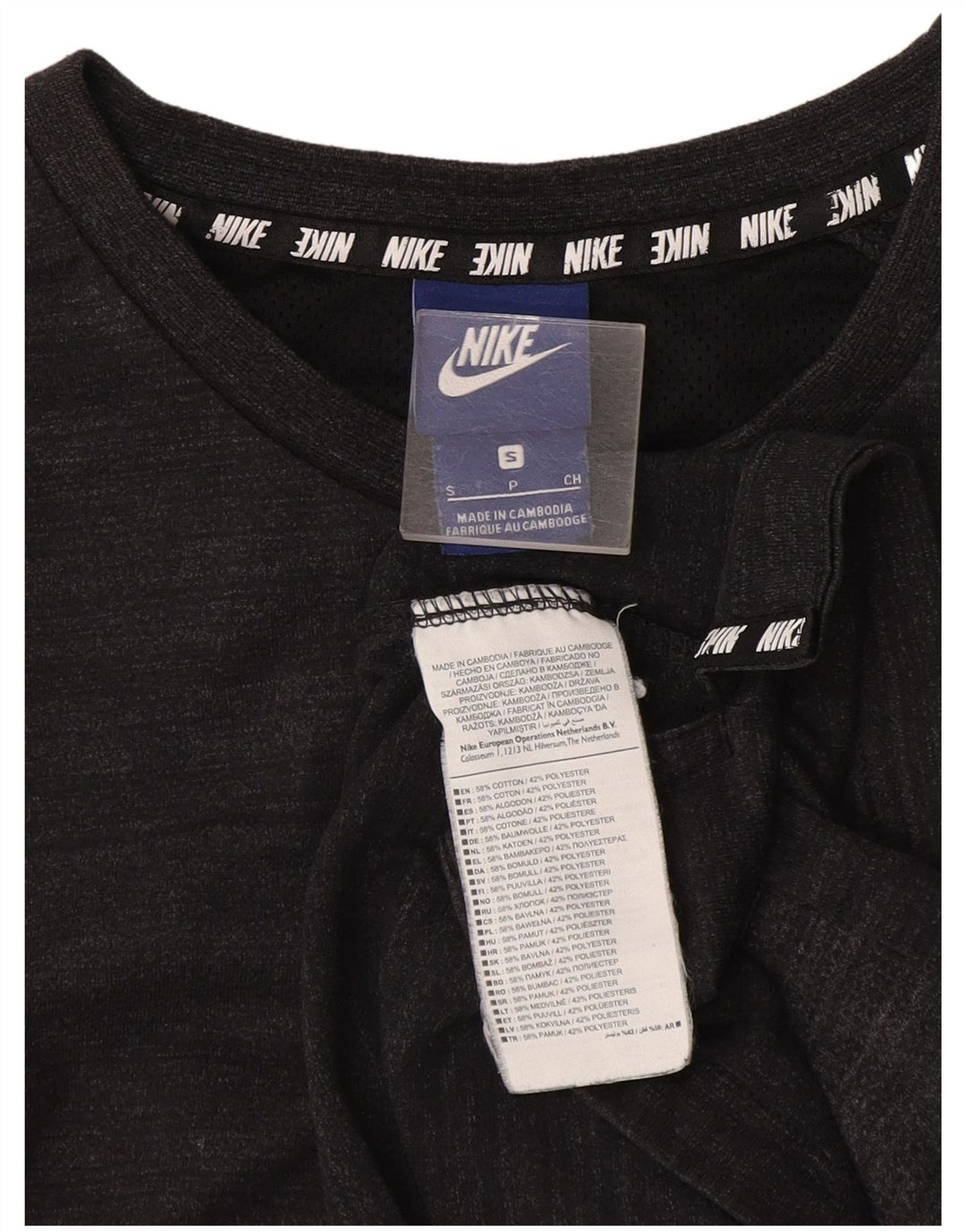 Nike T-shirt pour homme en coton à fines rayures Gris Petit