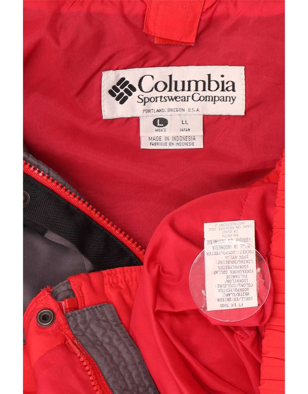Columbia Veste coupe-vent surdimensionnée pour homme UK 40 Large Rouge Colourblock