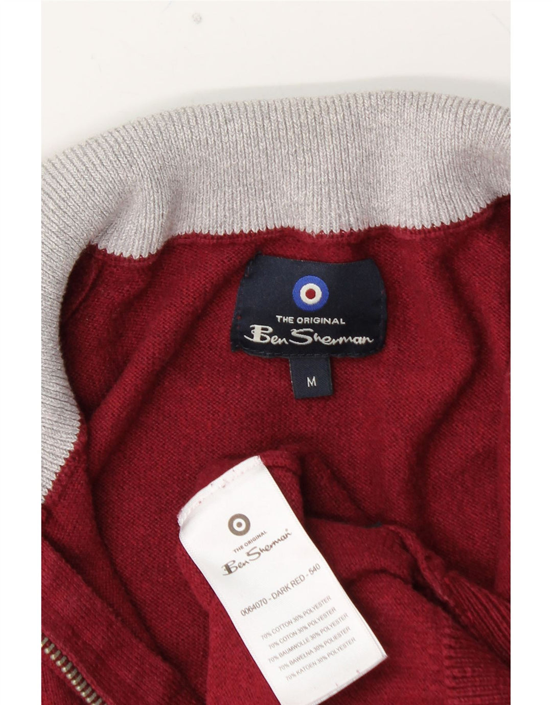 BEN SHERMAN Pull à col zippé pour homme en coton marron moyen