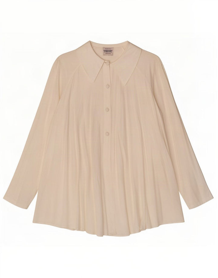 Benetton Femme Chemisier Oversize IT 44 Viscose Blanc Cassé Moyen