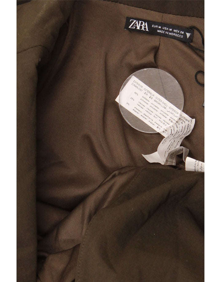 Zara Robe moulante à manches longues pour femme UK 12 Polyester kaki moyen