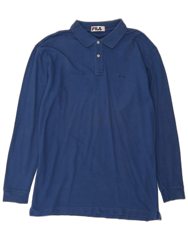 FILA Mens Long Sleeve Polo Shirt IT 54 XL Blue Vintage Fila and Second-Hand Fila from Messina Hembry 