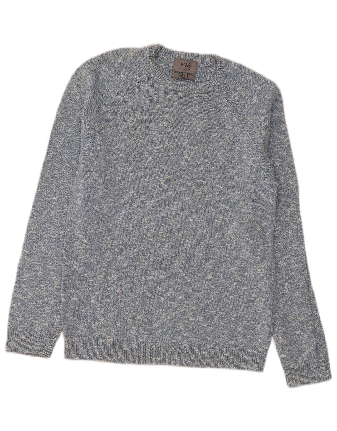 Marks & Spencer Pull col bateau pour homme en coton moucheté bleu petit