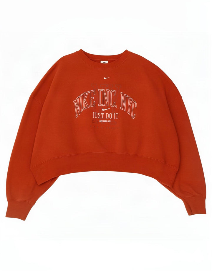 Nike Femme Crop Graphic Sweat-shirt surdimensionné UK 16 Grand Rouge