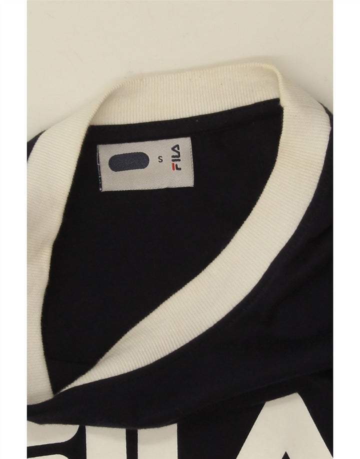Fila Haut graphique à manches longues pour hommes, petit, bleu marine, colour block