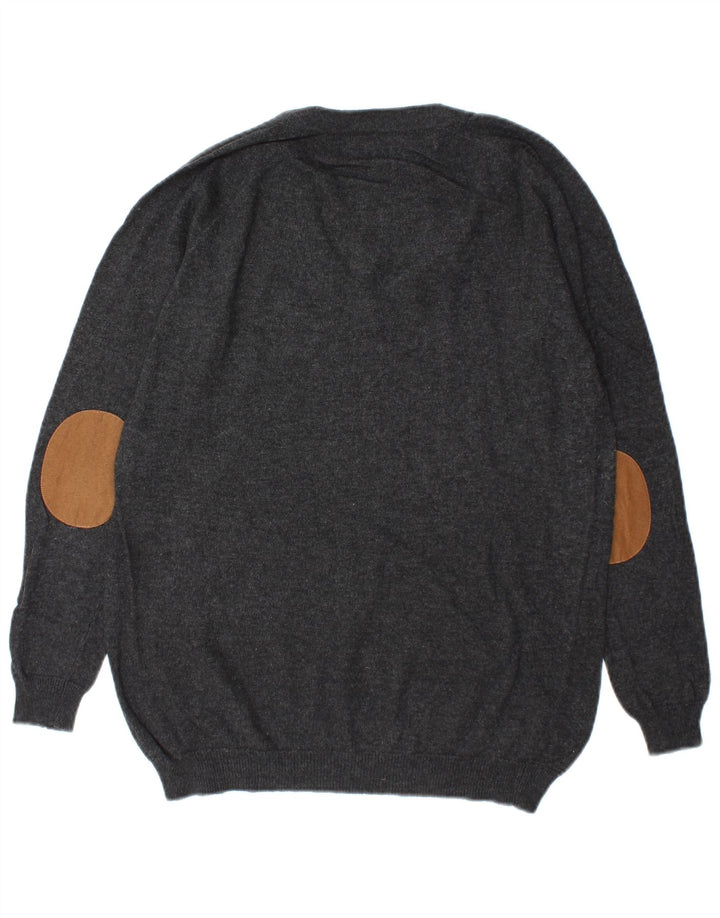 Zara Pull Col V Homme Petit Gris Coton