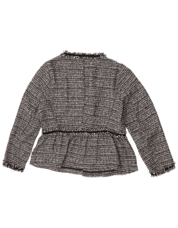 Zara Veste Blazer Ouverte Femme UK 14 Polyester Moucheté Gris Moyen