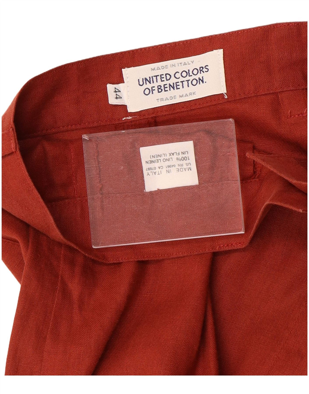 BENETTON Jupe mi-longue mi-hauteur pour femme IT 44 Medium W26 Lin rouge