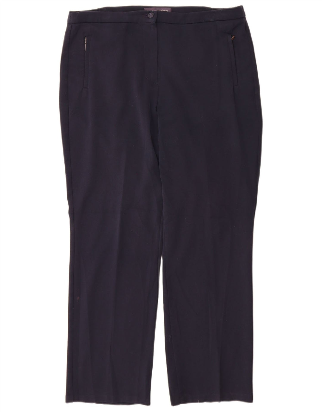 Marks & Spencer Pantalon décontracté droit pour femme W32 L28 Bleu marine Polyester