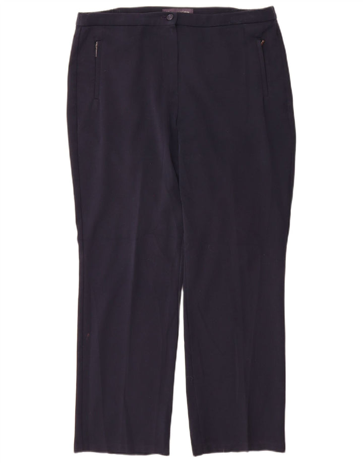 Marks & Spencer Pantalon décontracté droit pour femme W32 L28 Bleu marine Polyester