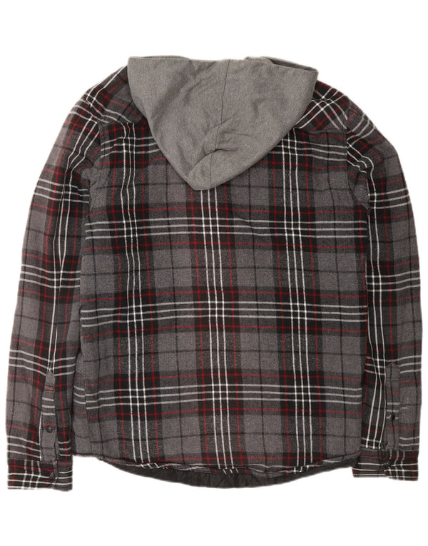 Zara Chemise À Capuche En Flanelle Lumberjack Homme Gris Moyen À Carreaux En Coton