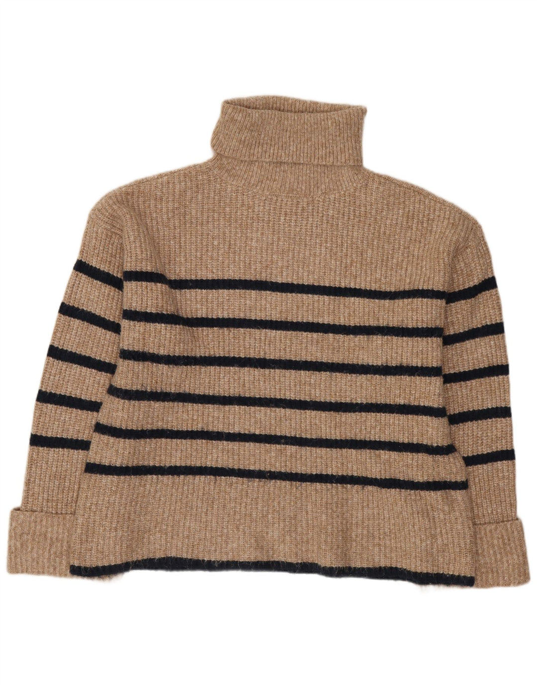 Marks & Spencer Pull col roulé pour femme UK 14 Beige moyen rayé