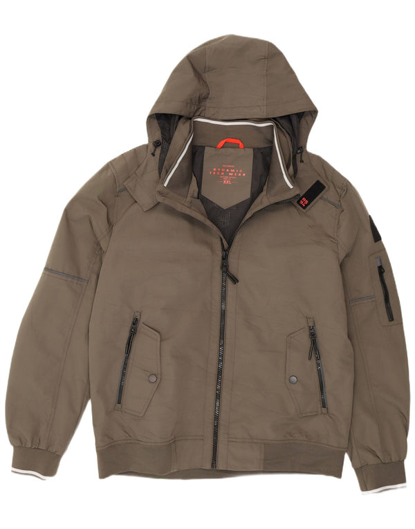 Jim Spencer Veste bomber à capuche pour homme UK 44 2XL Kaki Polyester