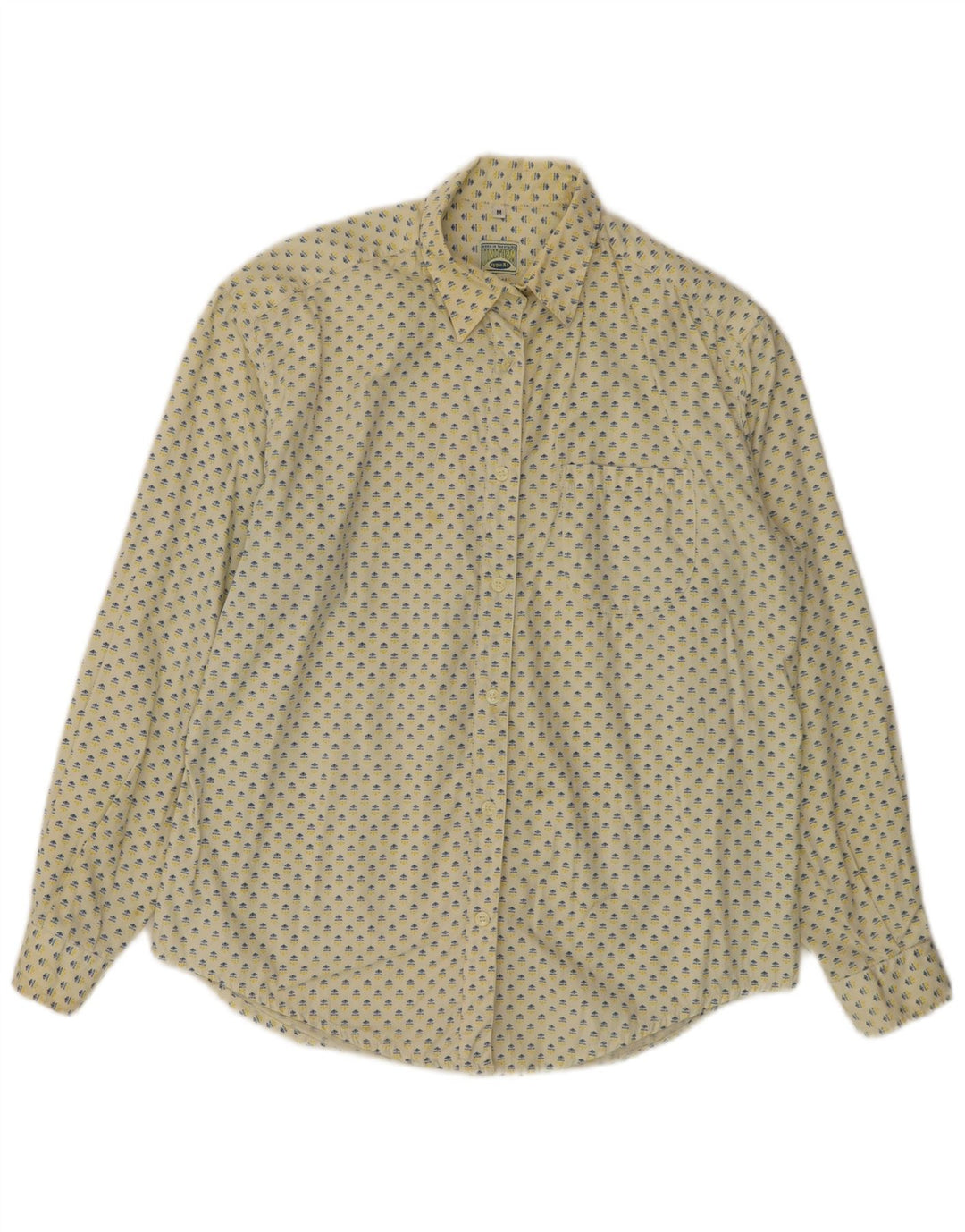 UNIFORM Chemise ample à motif abstrait pour femme UK 14 Coton jaune moyen