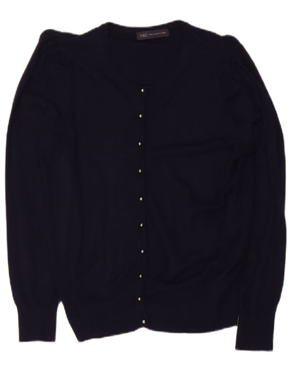 Marks & Spencer Pull Cardigan Femme UK 14 Large Bleu Marine Viscose
