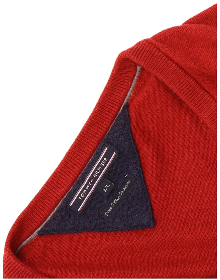 Tommy Hilfiger Pull col V pour homme en coton rouge 3XL
