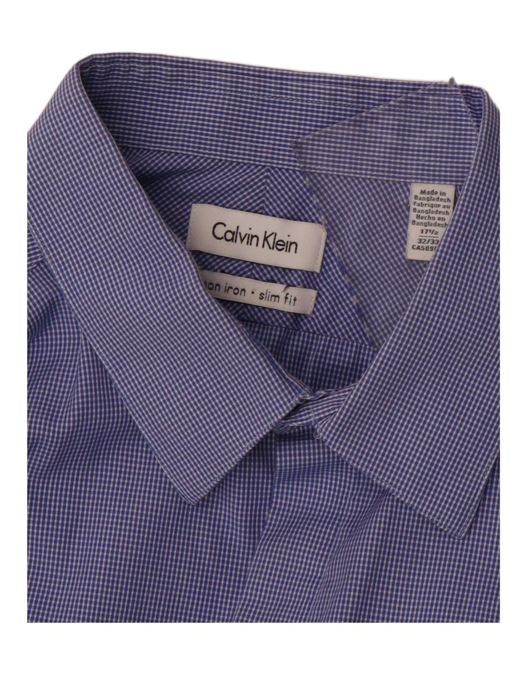 CALVIN KLEIN Chemise Slim Fit Homme Taille 17 1/2 XL Coton à Carreaux Bleu